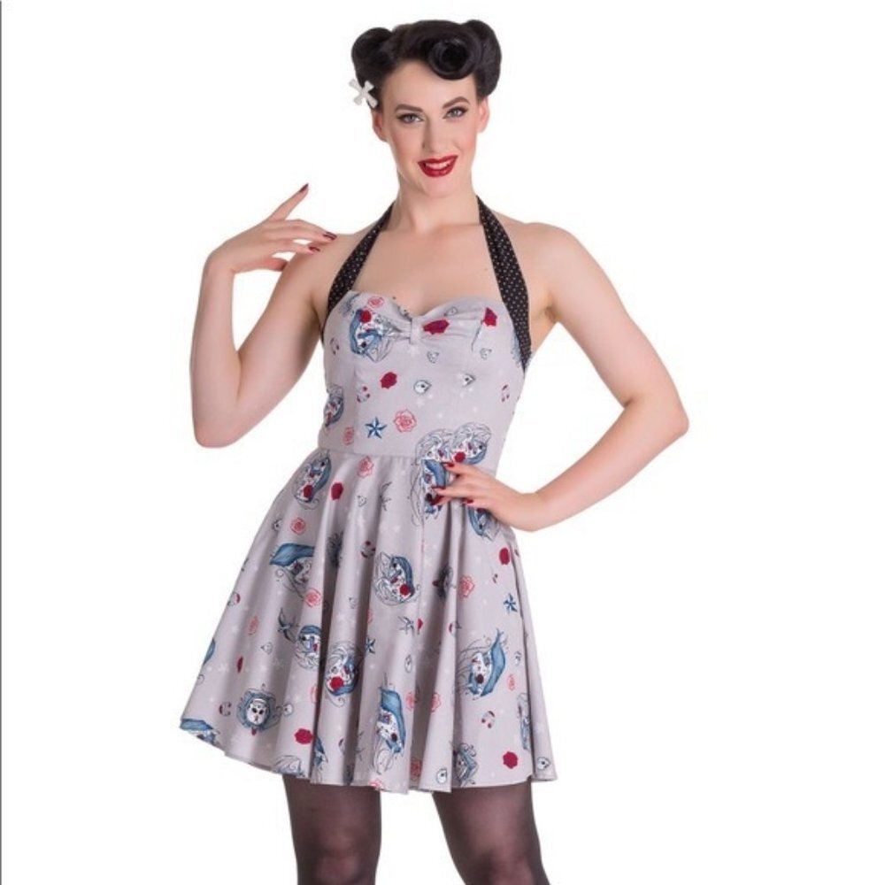 Hell Bunny Women's Zombie Unicorn Halter Mini Dress Size Small Rockabilly Style